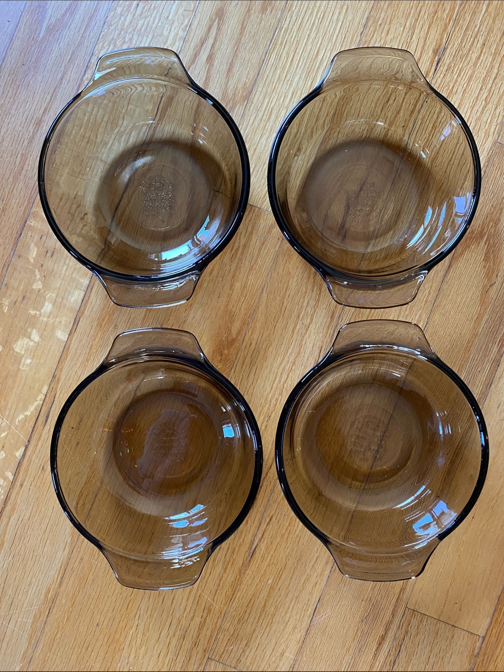 Vintage 1980’s L’Ovenware Smoked Brown Small Glass  Bake Dishes - 12 oz. Set 4
